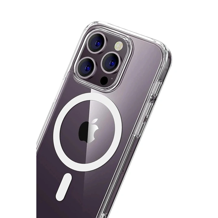 Mey İthalat®   iPhone 15 Pro Max Combo Sert Şeffaf Magsafe Kapak - Şeffaf
