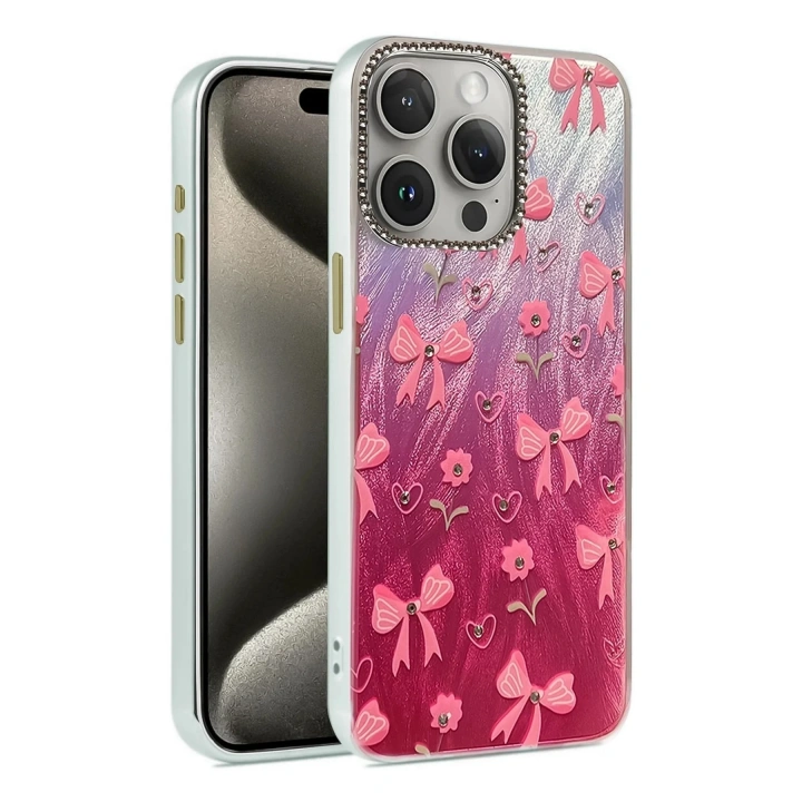 Mey İthalat®  iPhone 15 Pro Max Kılıf Blade Aynalı Desenli Kapak - Desen 3