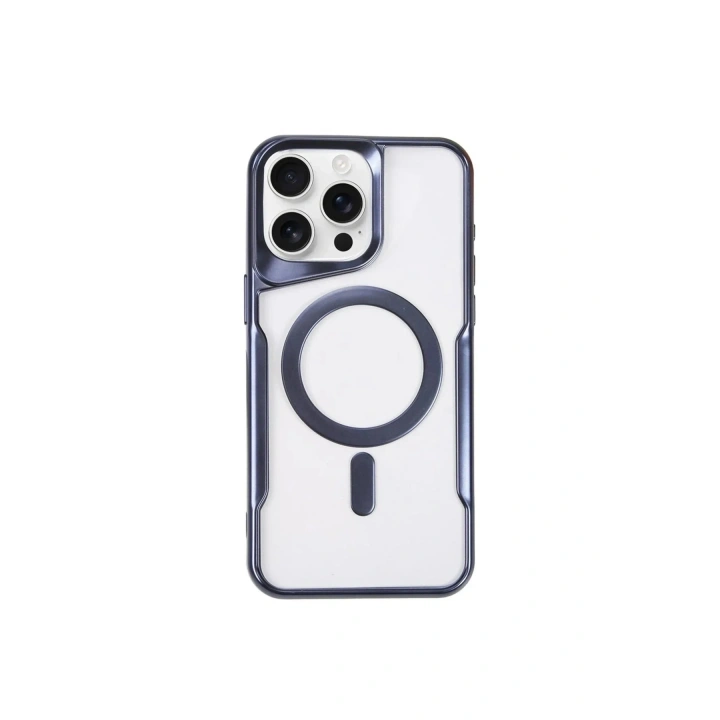 Mey İthalat®  iPhone 15 Pro Max Kılıf Boyi Magsafe Silikon Kapak - Lacivert
