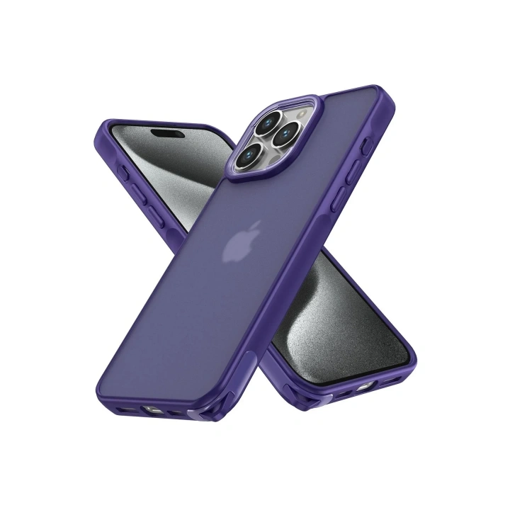 Mey İthalat®  iPhone 15 Pro Max Kılıf Elegant Kapak - Derin Mor