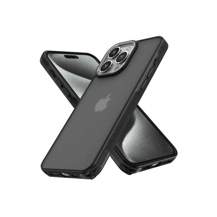 Mey İthalat®  iPhone 15 Pro Max Kılıf Elegant Kapak - Siyah