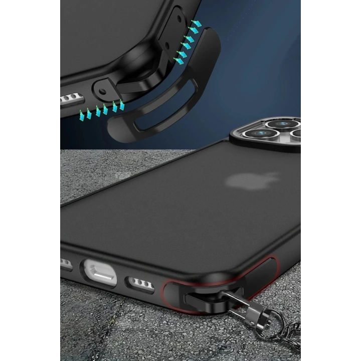 Mey İthalat®  iPhone 15 Pro Max Kılıf Elegant Kapak - Siyah