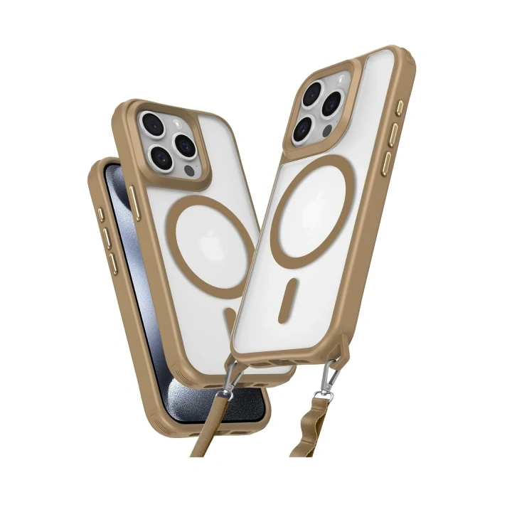 Mey İthalat®  iPhone 15 Pro Max Kılıf Enka Magsafe Silikon Kılıf - Desert