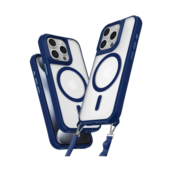 Mey İthalat®  iPhone 15 Pro Max Kılıf Enka Magsafe Silikon Kılıf - Lacivert