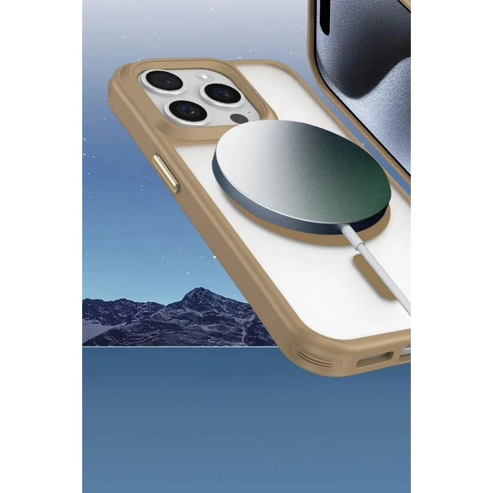 Mey İthalat®  iPhone 15 Pro Max Kılıf Enka Magsafe Silikon Kılıf - Şeffaf