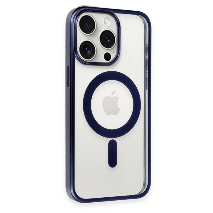 Mey İthalat®  iPhone 15 Pro Max Kılıf Erozi Magsafe Kapak - Lacivert