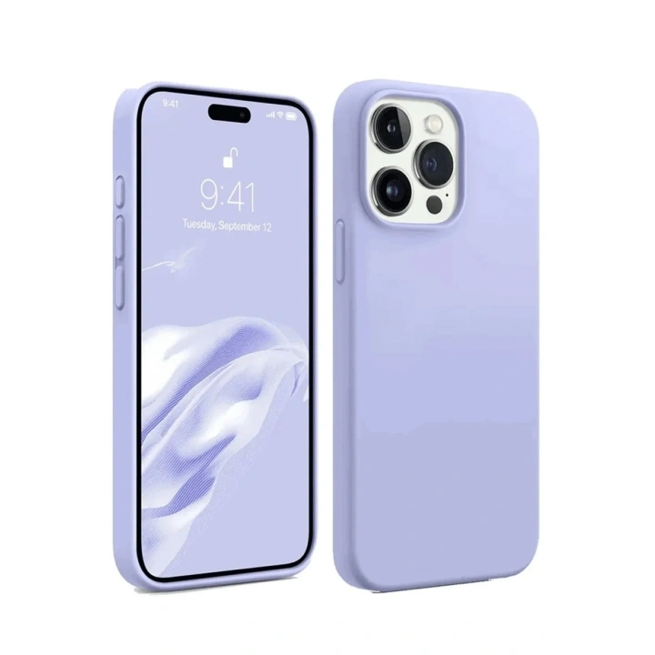 Mey İthalat®  iPhone 15 Pro Max Kılıf First Silikon - Lila