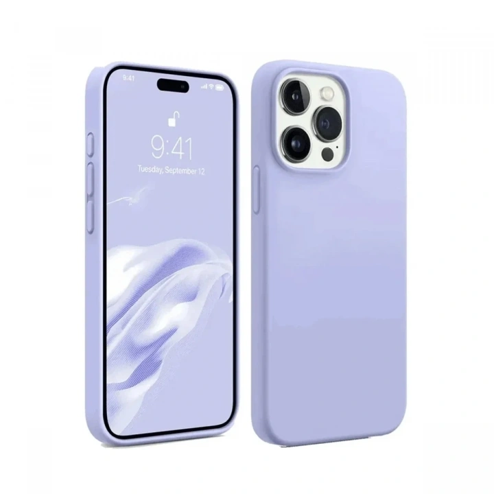Mey İthalat®  iPhone 15 Pro Max Kılıf First Silikon - Lila