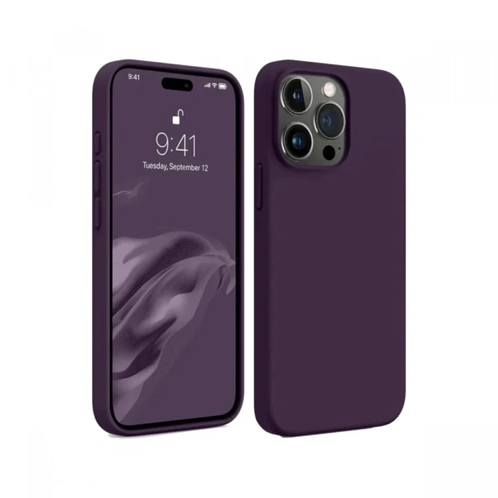 Mey İthalat®  iPhone 15 Pro Max Kılıf First Silikon - Mürdüm