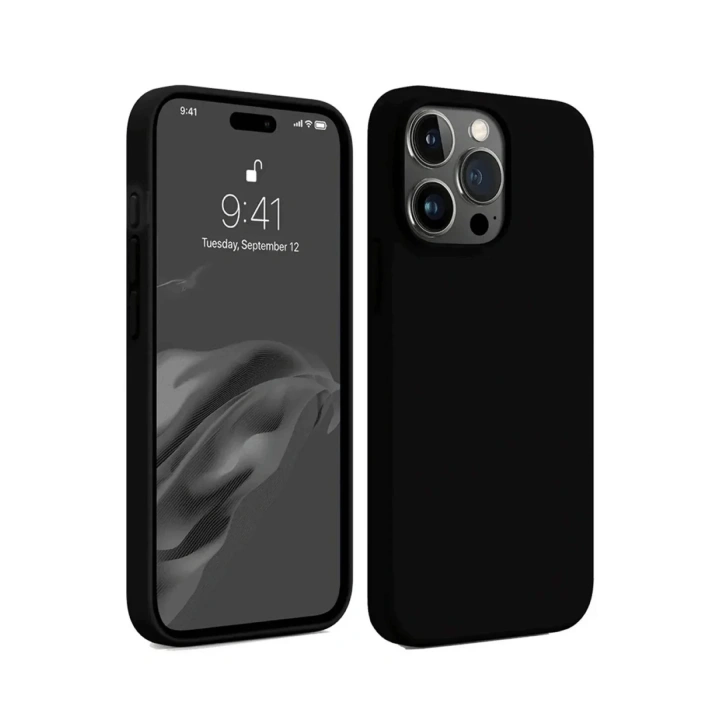 Mey İthalat®  iPhone 15 Pro Max Kılıf First Silikon - Siyah