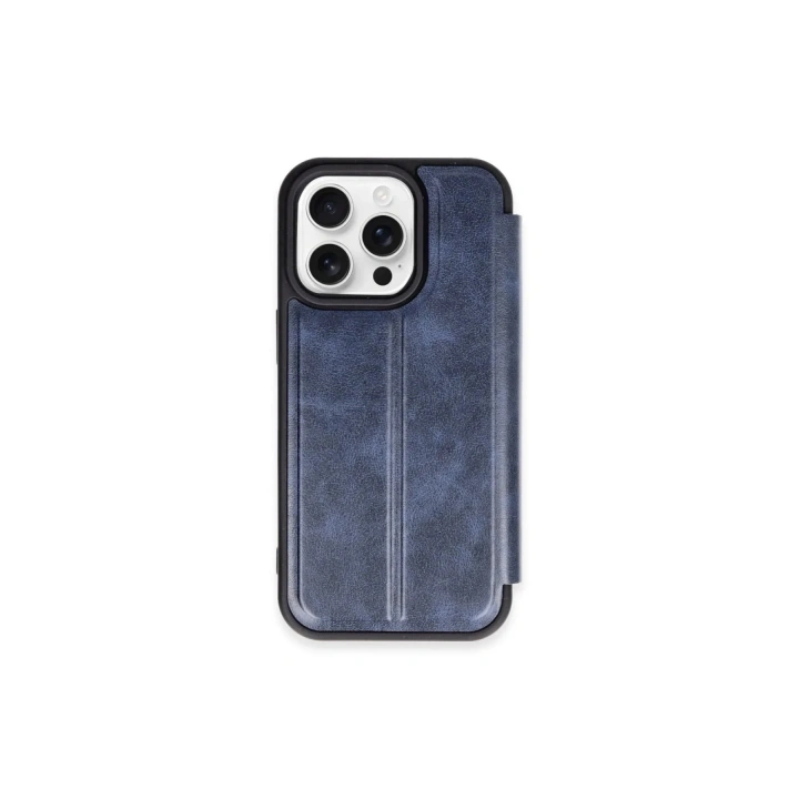Mey İthalat®  iPhone 15 Pro Max Kılıf Flip Cover - Lacivert