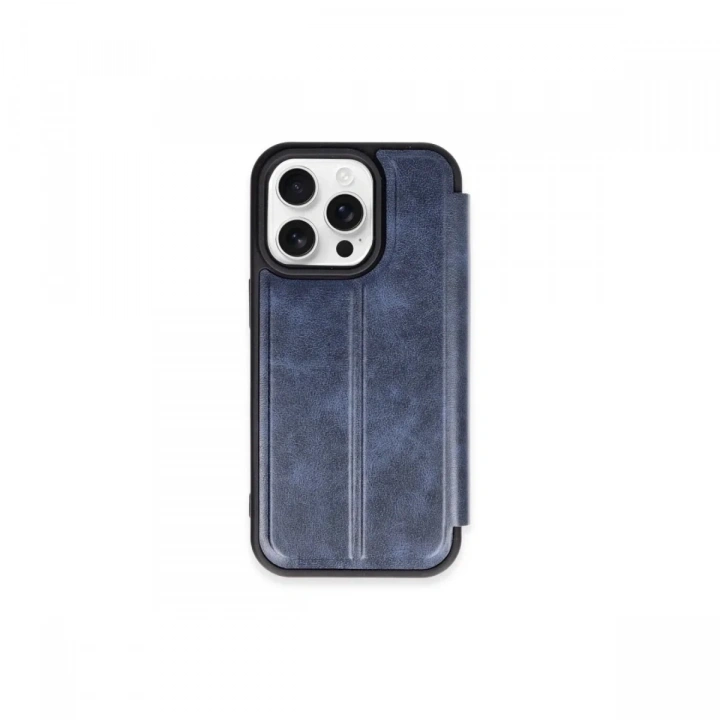 Mey İthalat®  iPhone 15 Pro Max Kılıf Flip Cover - Lacivert