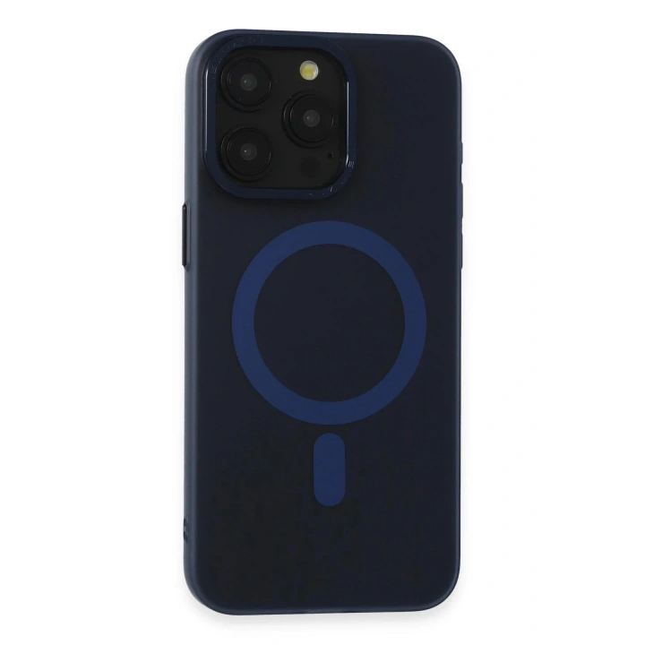 Mey İthalat®  iPhone 15 Pro Max Kılıf Lodos Magneticsafe Mat Kapak - Mavi