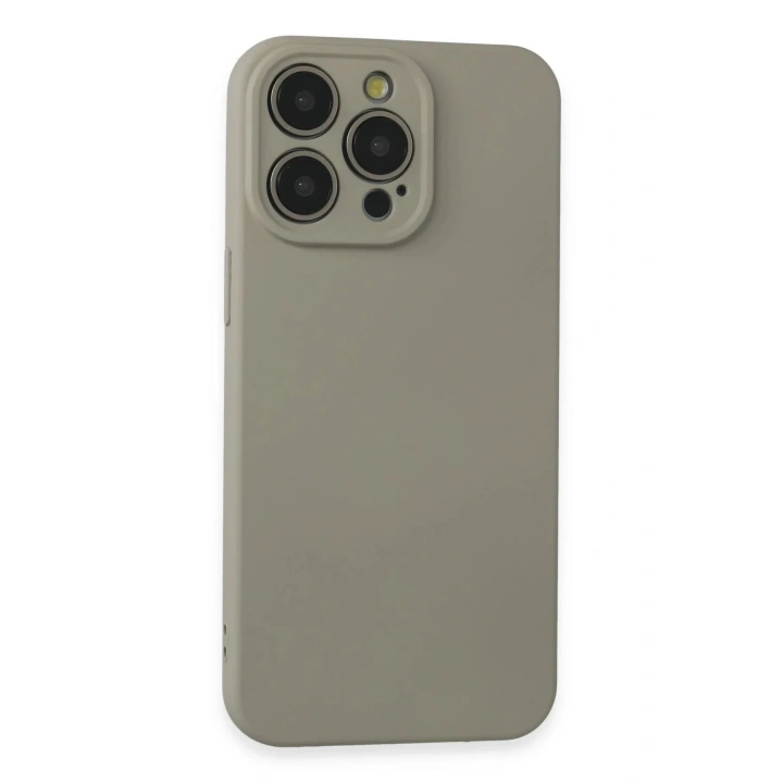 Mey İthalat®  iPhone 15 Pro Max Kılıf Nano içi Kadife Silikon - Beyaz Titanyum