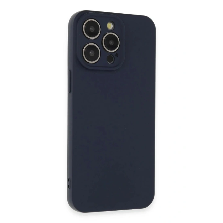 Mey İthalat®  iPhone 15 Pro Max Kılıf Nano içi Kadife Silikon - Lacivert