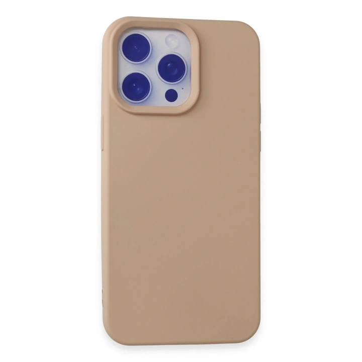 Mey İthalat®  iPhone 15 Pro Max Kılıf Nano içi Kadife Silikon - Pudra