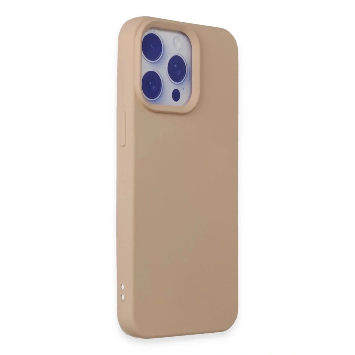 Mey İthalat®  iPhone 15 Pro Max Kılıf Nano içi Kadife Silikon - Pudra