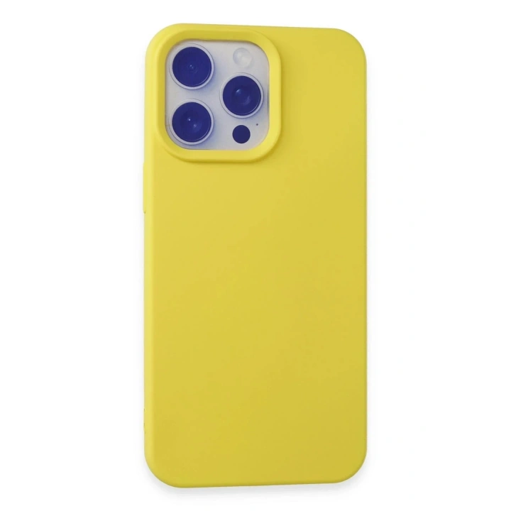 Mey İthalat®  iPhone 15 Pro Max Kılıf Nano içi Kadife Silikon - Sarı