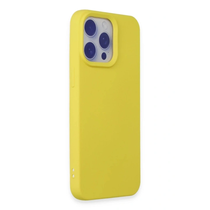 Mey İthalat®  iPhone 15 Pro Max Kılıf Nano içi Kadife Silikon - Sarı
