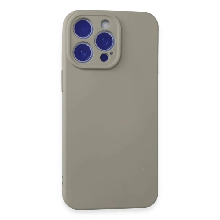 Mey İthalat®  iPhone 15 Pro Max Kılıf Nano içi Kadife Silikon - Titan Gri