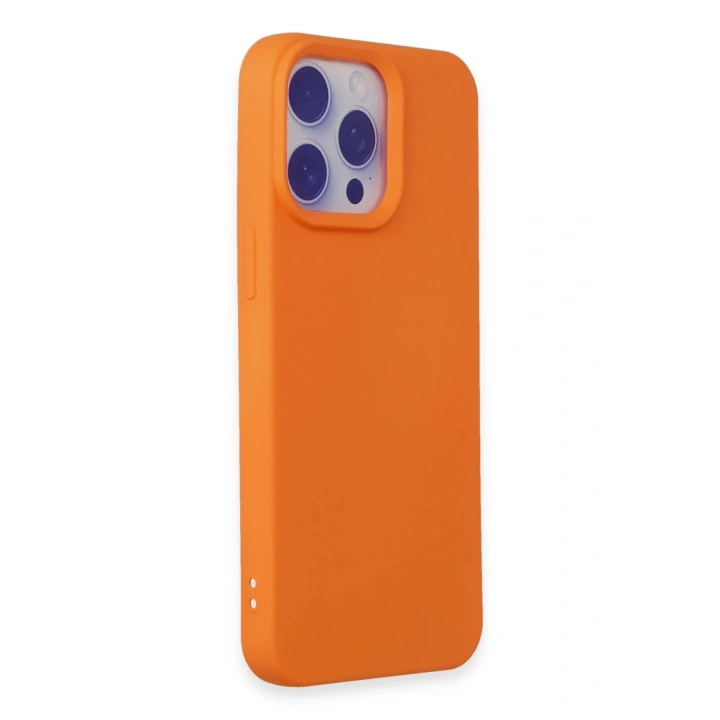 Mey İthalat®  iPhone 15 Pro Max Kılıf Nano içi Kadife Silikon - Turuncu