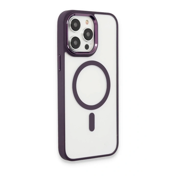 Mey İthalat®  iPhone 15 Pro Max Kılıf Room Magneticsafe Silikon - Derin Mor