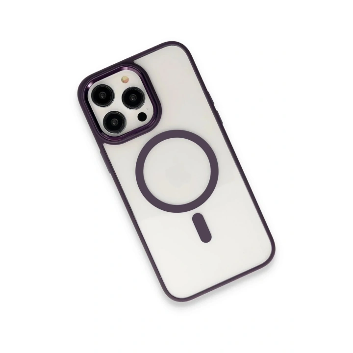 Mey İthalat®  iPhone 15 Pro Max Kılıf Room Magneticsafe Silikon - Derin Mor