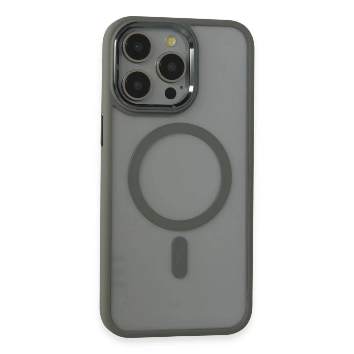 Mey İthalat®  iPhone 15 Pro Max Kılıf Room Magneticsafe Silikon - Gri