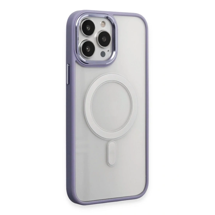 Mey İthalat®  iPhone 15 Pro Max Kılıf Room Magneticsafe Silikon - Lila