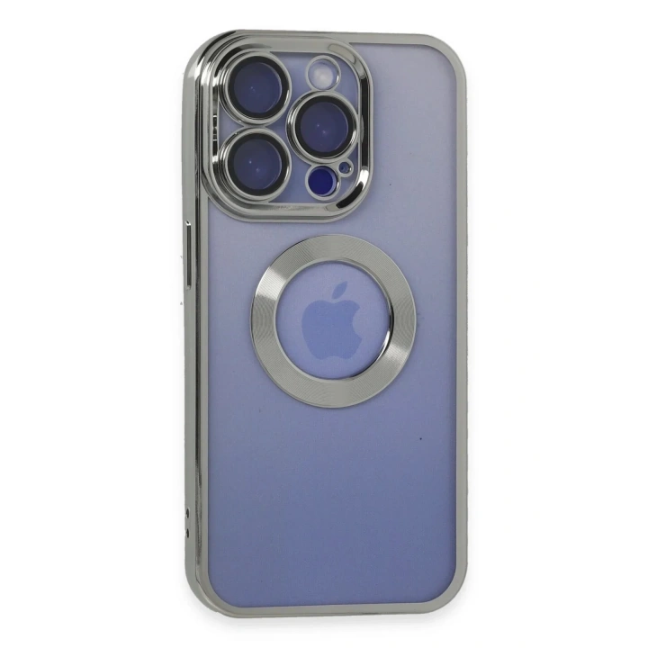 Mey İthalat®  iPhone 15 Pro Max Kılıf Slot Silikon - Gümüş