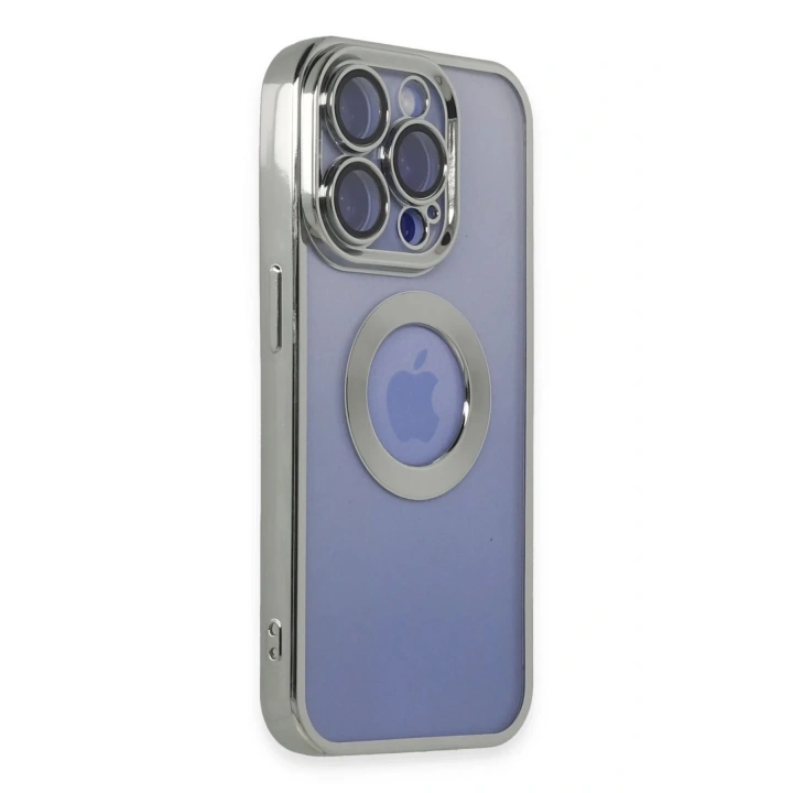 Mey İthalat®  iPhone 15 Pro Max Kılıf Slot Silikon - Gümüş
