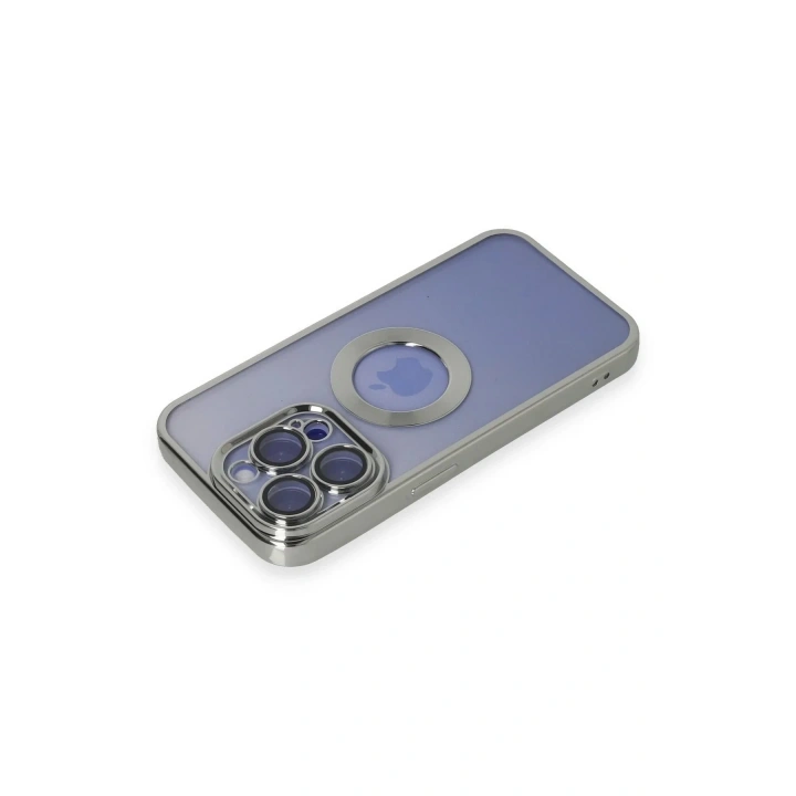 Mey İthalat®  iPhone 15 Pro Max Kılıf Slot Silikon - Gümüş
