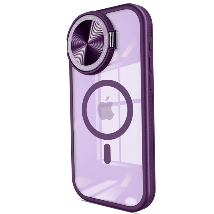 Mey İthalat®  iPhone 15 Pro Max Kılıf Teleskop Lens Magsafe Silikon Kapak - Derin Mor