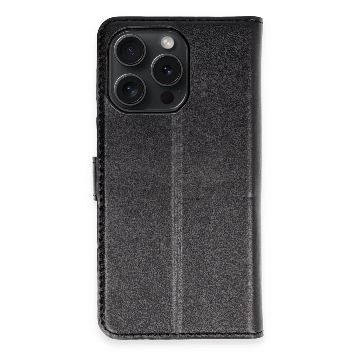 Mey İthalat®  iPhone 15 Pro Max Kılıf Trend S Plus Kapaklı Kılıf - Siyah