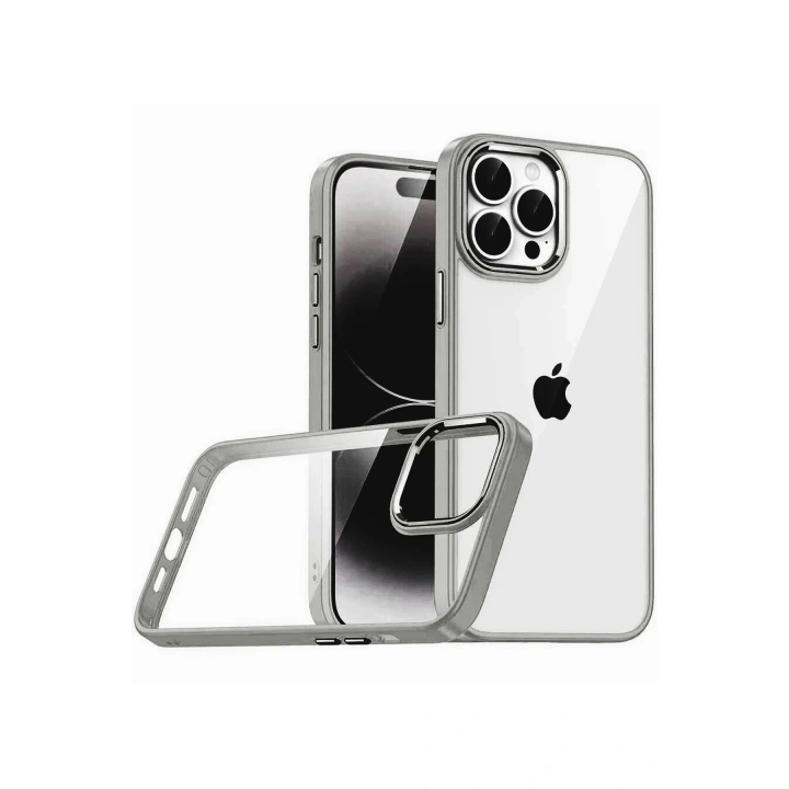 Mey İthalat®   iPhone 15 Pro Max  Lensli Silikon - Titan Gri