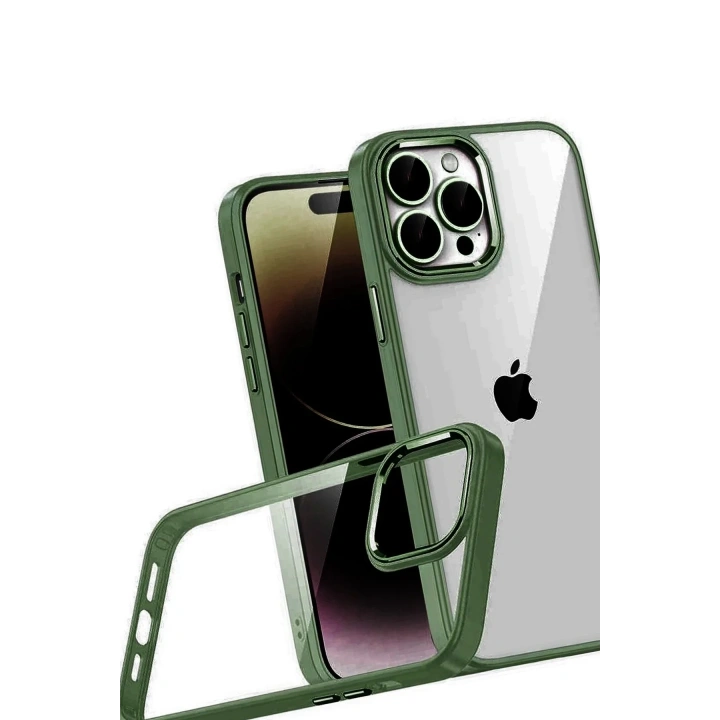 Mey İthalat®   iPhone 15 Pro Max  Lensli Silikon - Yeşil