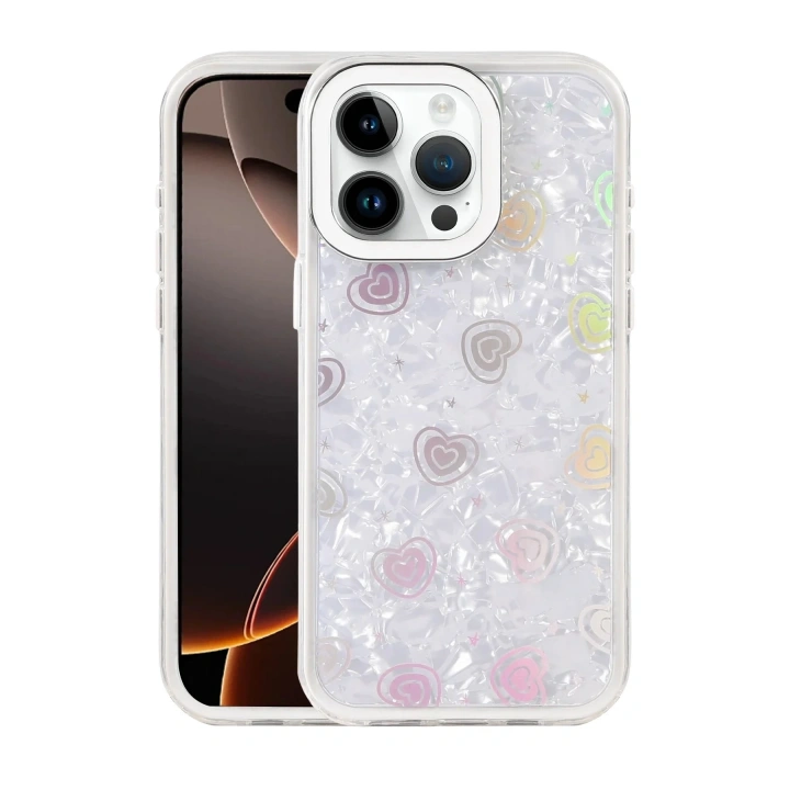 Mey İthalat®   iPhone 15 Pro Max Lumi Desenli Kapak - Beyaz