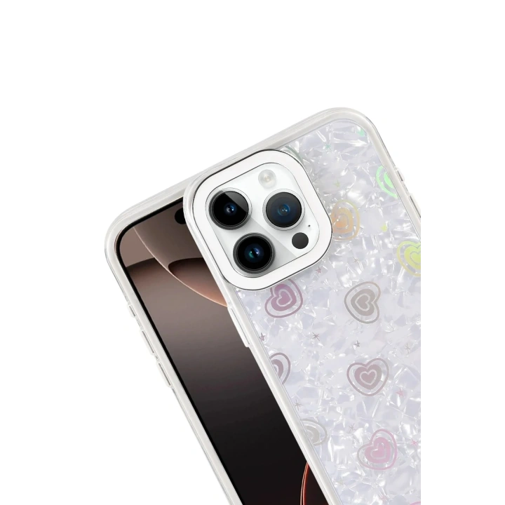 Mey İthalat®   iPhone 15 Pro Max Lumi Desenli Kapak - Beyaz
