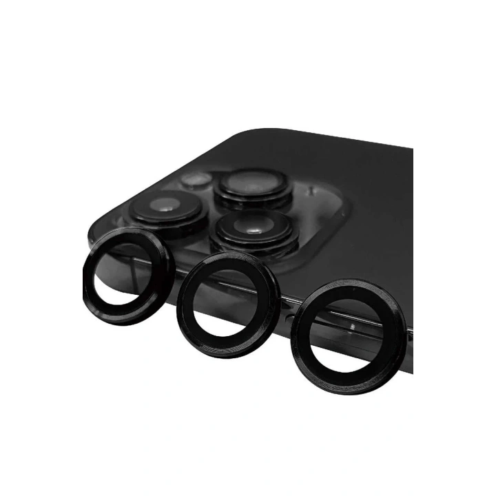 Mey İthalat®  iPhone 15 Pro Max Raze Metal Kamera Lens - Siyah