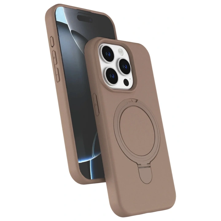 Mey İthalat®   iPhone 15 Pro Max Regal Magsafe Standlı Kapak - Çöl Titanyum
