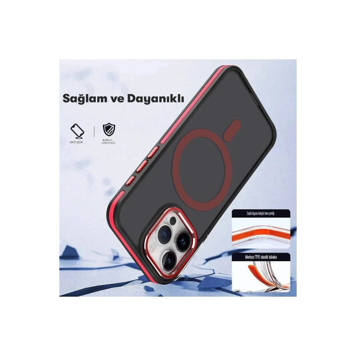 Mey İthalat®  iPhone 15 Pro Max Winner Magsafe Kapak - Derin Mor