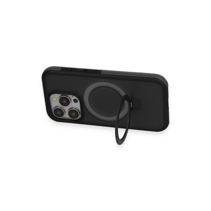 Mey İthalat®  iPhone 15 Pro Max Zorda Airbag Magsafe Standlı Kapak - Siyah