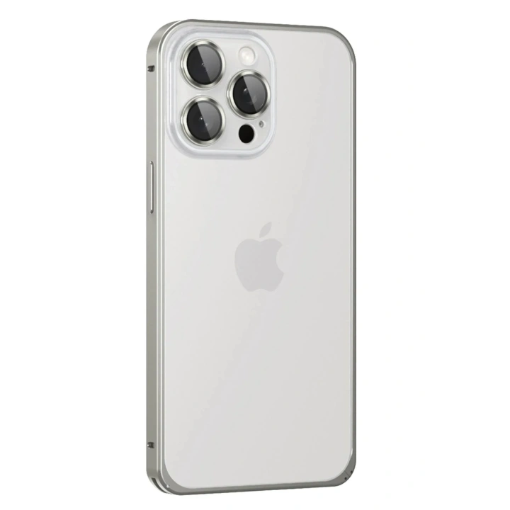 Mey İthalat®  iPhone 15 Pro Metal Bumper Mat Kapak - Gri