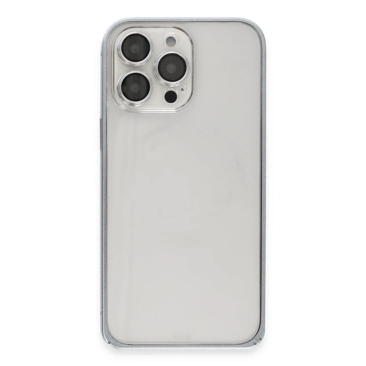 Mey İthalat®  iPhone 15 Pro Metal Bumper Mat Kapak - Gri