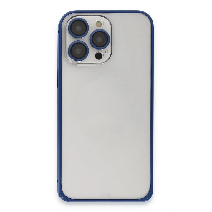 Mey İthalat®  iPhone 15 Pro Metal Bumper Mat Kapak - Lacivert