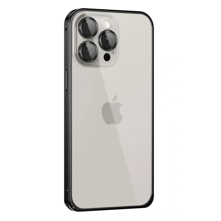 Mey İthalat®  iPhone 15 Pro Metal Bumper Mat Kapak - Siyah
