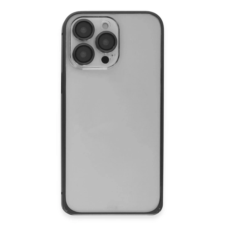 Mey İthalat®  iPhone 15 Pro Metal Bumper Mat Kapak - Siyah