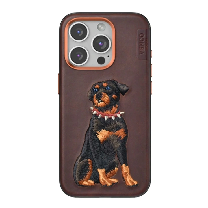 Mey İthalat®  iPhone 15 Pro Perma Desenli Kapak - Koyu Kahve