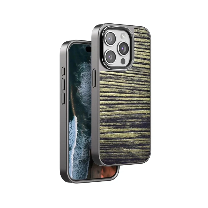 Mey İthalat®  iPhone 15 Pro Wave Kapak - Koyu Kahve