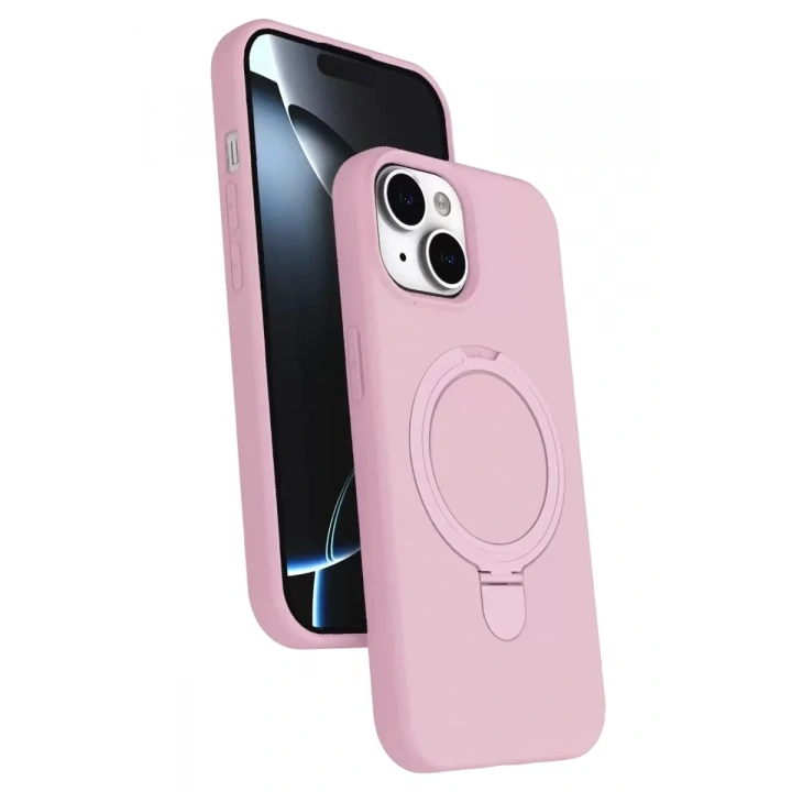Mey İthalat®   iPhone 15 Regal Magsafe Standlı Kapak - Açık Pembe